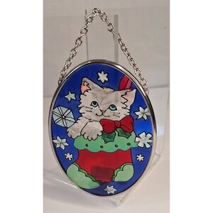 Joan Baker Designs Faux Suncatcher Kitten In Christmas Stocking